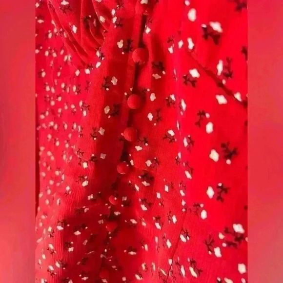 Savel Amelia Womens Red Floral Romantic Feminine Girlie Euro Summer Mini Dress 6 - Picture 10 of 17